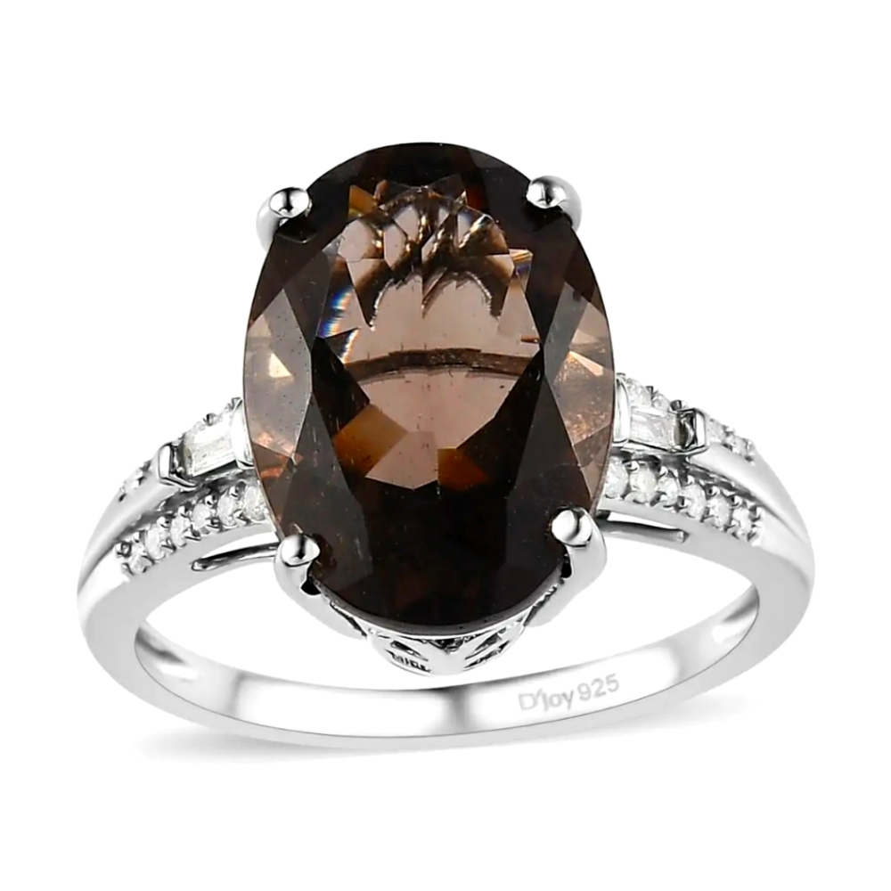 NWOT Colombianite and Diamond Ring in Platinum Over Sterling Silver 5.30 ctw - Picture 14 of 14